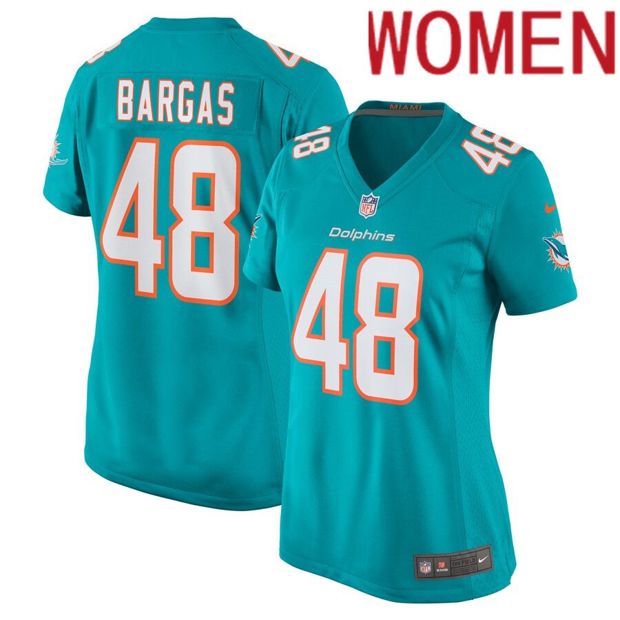 Women Miami Dolphins #48 Jake Bargas Nike Aqua Home Game Player NFL Jersey->women nfl jersey->Women Jersey